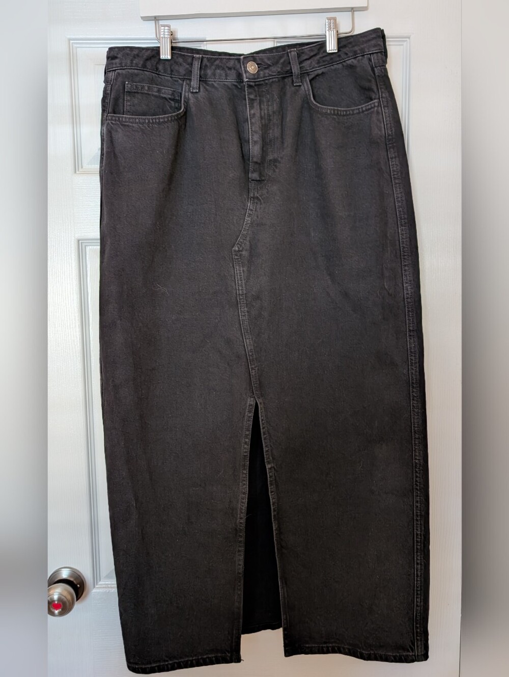 MNG Womens Maxi Denim Skirt - Faded Black Denim